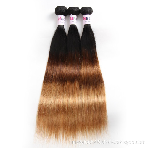 Megalook Hair Discounts Vietnamese Cuticle Aligned Raw Unprocessed 1B 4 27 Ombre Color Straight Virgin Hair Vendor